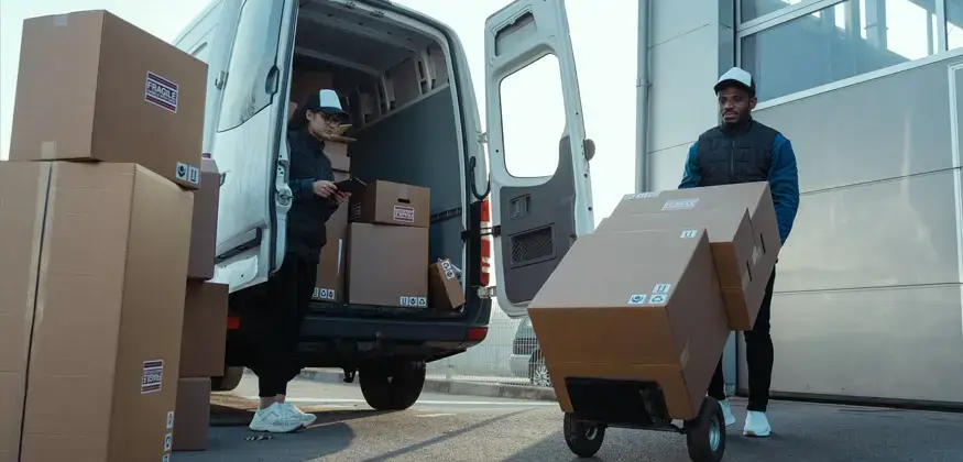 Camion AMC Déménagement opérant à Dijon